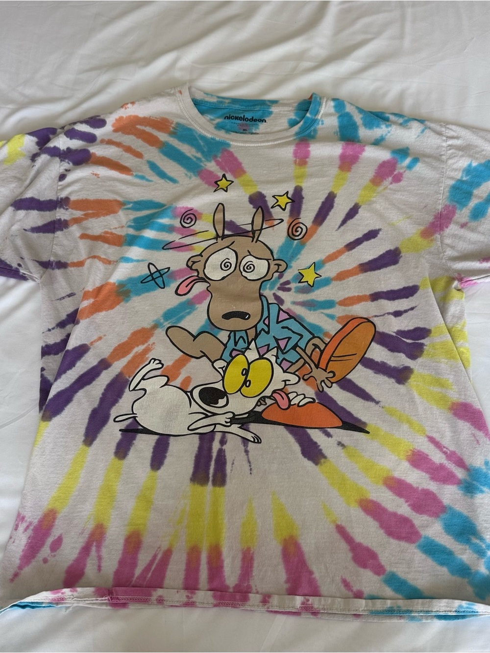 Rocko's Modern Life Tie Dye Shirt XL Nickelodeon Spunky Cartoon Graphic Tee 90s